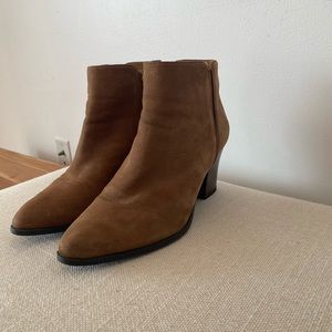 Franco Sarto Brown Block Heel Booties